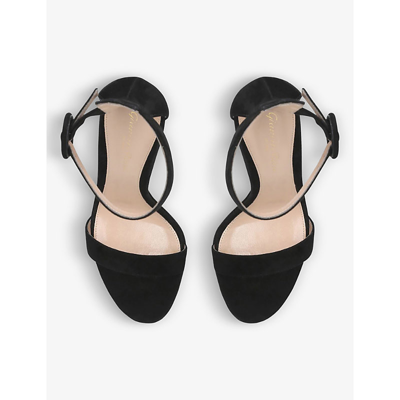 Shop Gianvito Rossi Women's Black Portofino Open-toe Suede Heeled Sandals