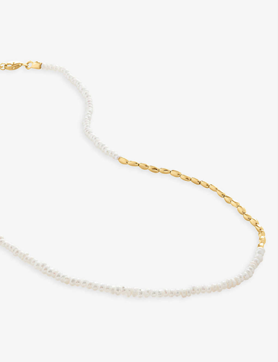 Monica Vinader Mini Nugget 18ct Recycled Yellow Gold-plated Vermeil Sterling-silver And Faux-pearl Beaded In Gold