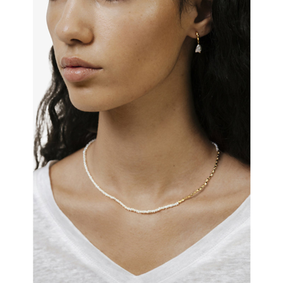 Monica Vinader Mini Nugget 18ct Recycled Yellow Gold-plated Vermeil Sterling-silver And Faux-pearl Beaded In Gold