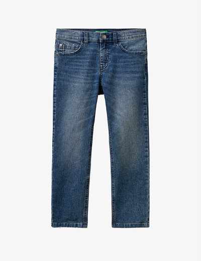 Shop Benetton Boys Denim Blue Kids Slim-fit Stretch-denim Jeans 6-14 Years