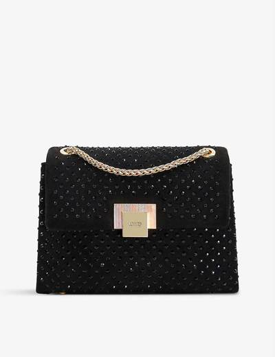 Shop Dune Hotfix Mini Embellished Shoulder Bag In Black-diamonte