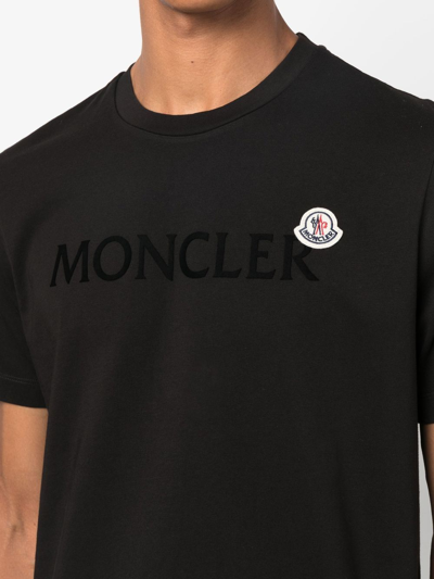 Shop Moncler Logo Cotton T-shirt In Black