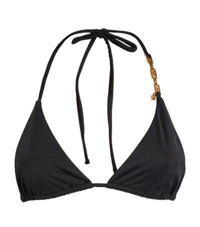 Shop Versace Vita Greek Bikini Top In Black