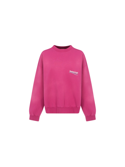 Shop Balenciaga Sweatshirt In Dark Fuchsia/w/bl W