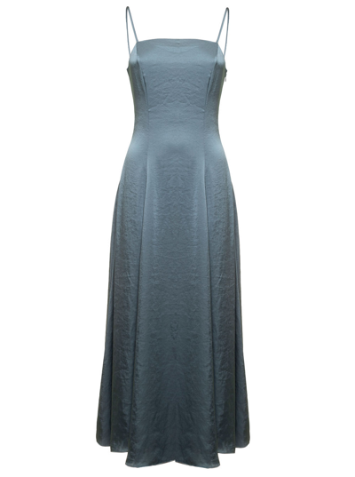 Shop Theory Cami Volume Crush Satin Maxi Sleeveless Dress In Blu