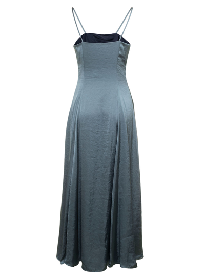 Shop Theory Cami Volume Crush Satin Maxi Sleeveless Dress In Blu