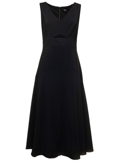 Shop Theory Sleeveless Cutout Midi Dress In Black