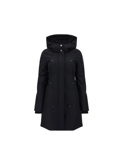 Moose Knuckles Cloud Hooded Parka Coat In Black