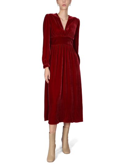 Shop Boutique Moschino Panné Velvet Dress In Rosso