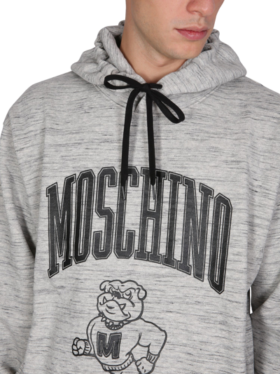Shop Moschino Sweatshirt With Logo Print In Grigio