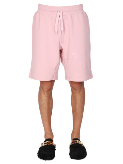 Shop Moschino Short With Logo In Rosa
