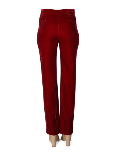 Shop Boutique Moschino Panné Velvet Pants In Rosso