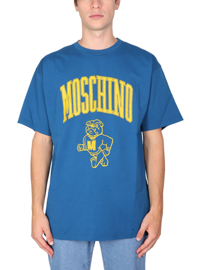 Shop Moschino T-shirt With Print In Blu