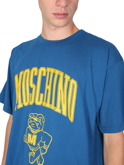 Shop Moschino T-shirt With Print In Blu