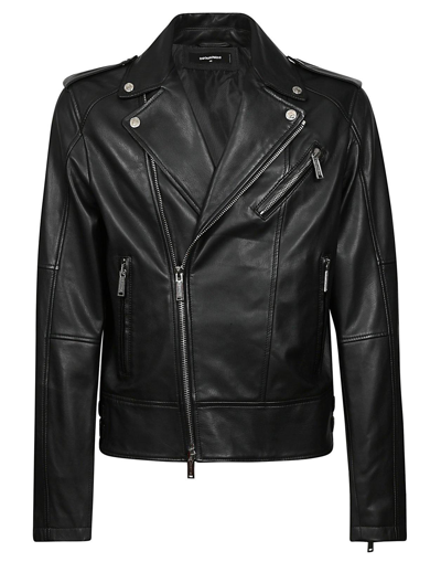 Shop Dsquared2 Zipped Leather Biker Jacket In Col. 900