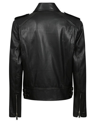 Shop Dsquared2 Zipped Leather Biker Jacket In Col. 900