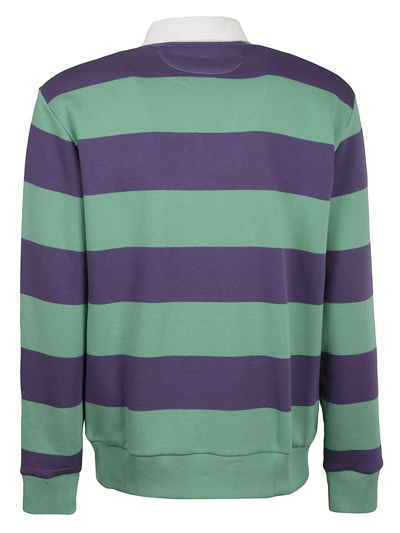 Shop Ralph Lauren Striped Long-sleeved Sweatshirt In Haven Green Juneberry