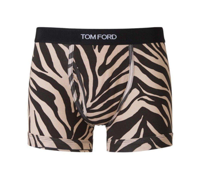 Shop Tom Ford Zebra Printed Boxers In Neutrals/brown