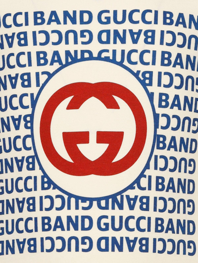 Shop Gucci Logo Printed Crewneck Babygrow Set In Sunkissed