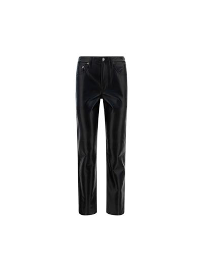 Agolde Ren Straight Leather Pant Detox In Black In Black
