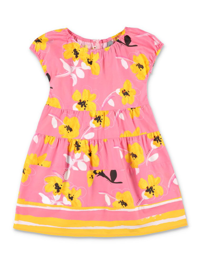 Shop Marni Kids Allover Floral Printed Crewneck Dress In Multi