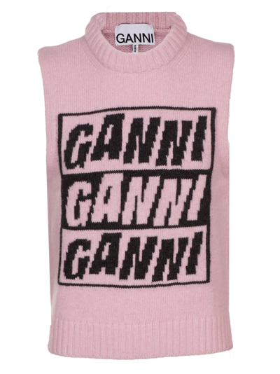 Shop Ganni Logo In Pink