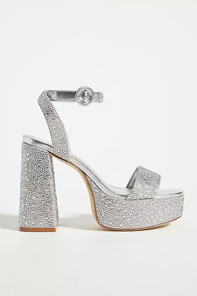 Shop Larroude Dolly Crystal Heels In Silver