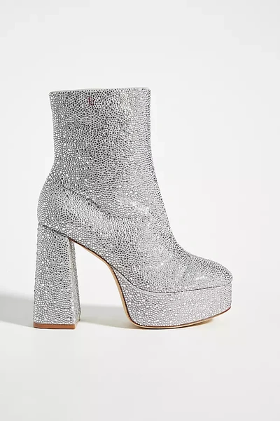 Shop Larroude Dolly Crystal Boots In Silver