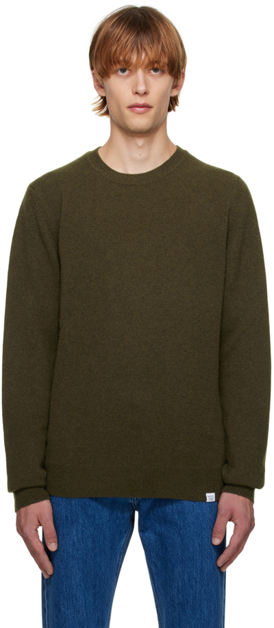Shop Norse Projects Green Sigfred Sweater In Dark Olive