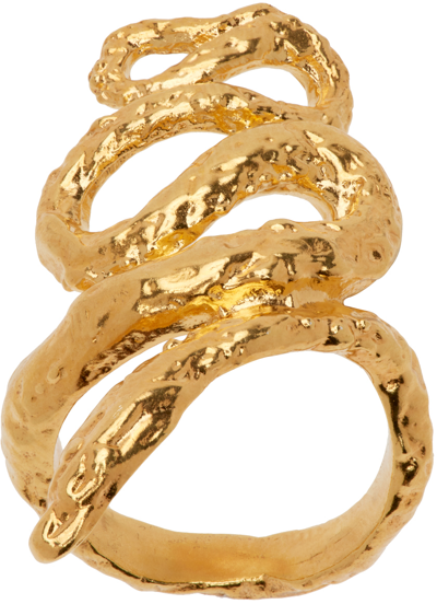 Shop Alighieri Gold 'the Medusa' Ring In 24 Gold