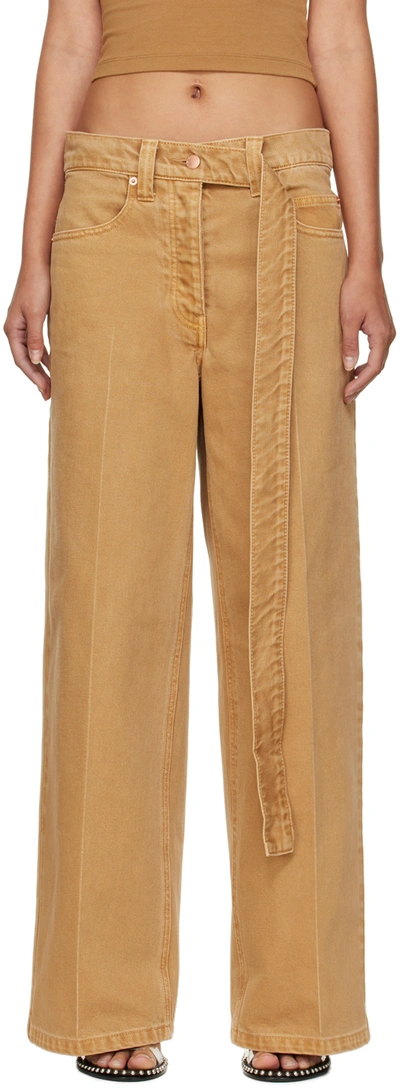 Shop Alexander Wang Brown Belted Raver Jeans In Khaki 250