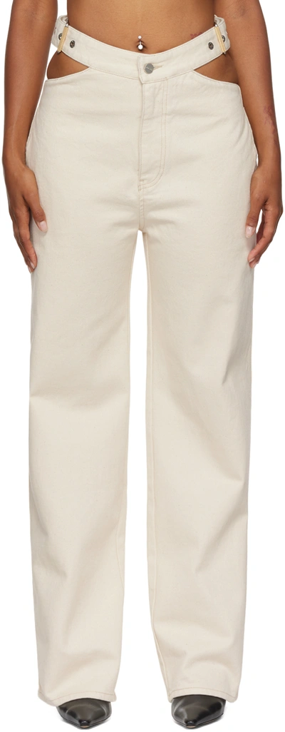 Dion Lee Y-front Cutout Straight Denim Jeans In Natural