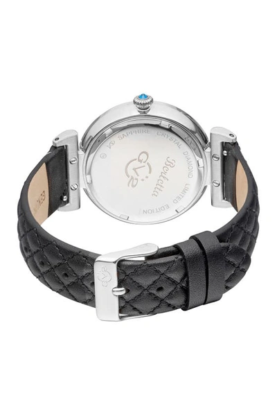 Shop Gv2 Berletta Black Dial Black Vegan Quilted Strap Watch, 37mm