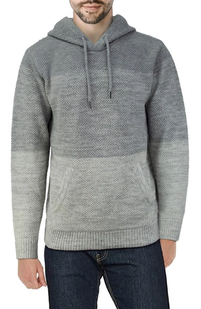 Shop X-ray Xray Two-tone Knitted Pullover Hoodie In Light Grey White