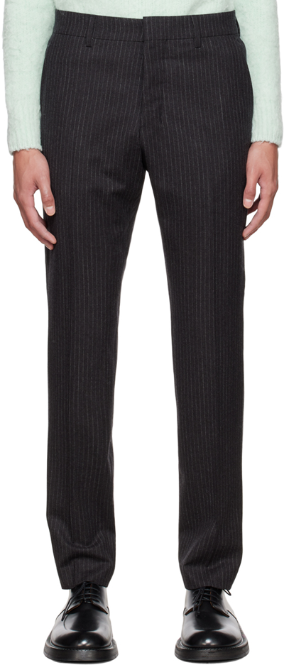 Shop Ami Alexandre Mattiussi Gray Pinstripe Trousers In Grey/050