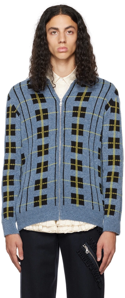 Molly Goddard Blue Logan Cardigan In Blue_black