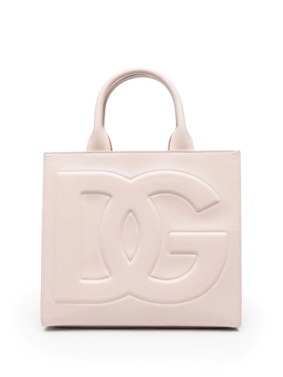 Shop Dolce & Gabbana Debossed-logo Tote Bag In Pink