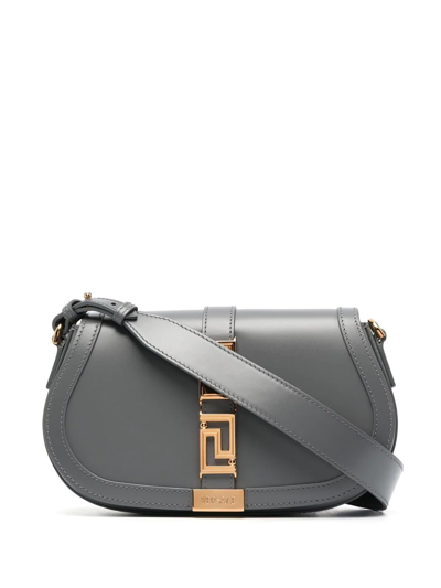 Shop Versace Greca Goddess Crossbody Bag In Grey