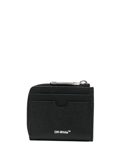 Shop Off-white Binder Diag Striped Leather Wallet In Black