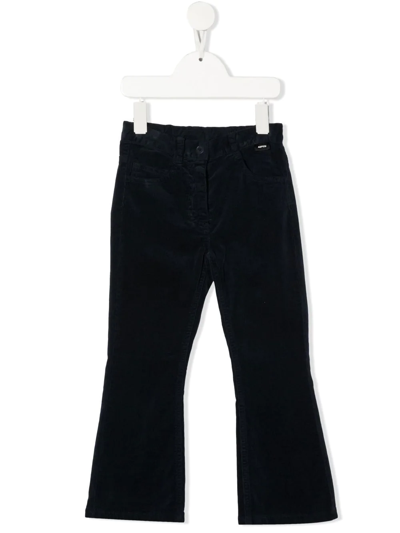 Shop Aspesi Logo-patch Straight-leg Trousers In Blue