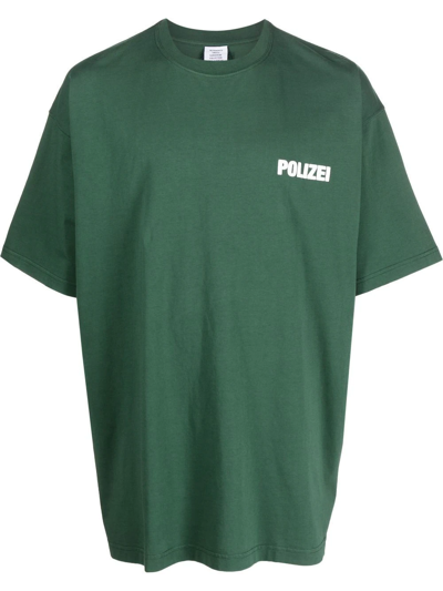 Shop Vetements Polizei Cotton T-shirt In Green