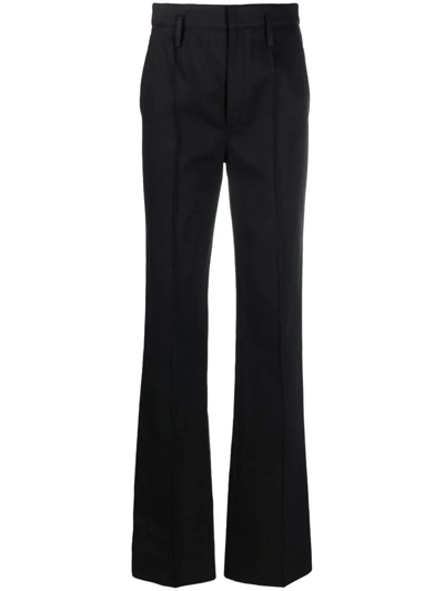 Shop Saint Laurent High-waist Straight Trousers In Black