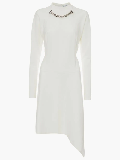 Shop Jw Anderson Neck Chain Long Sleeve Dress In White