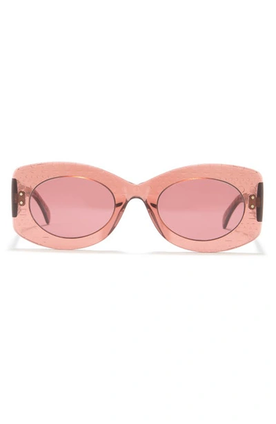 Shop Alaïa 51mm Oval Sunglasses In Nude Red