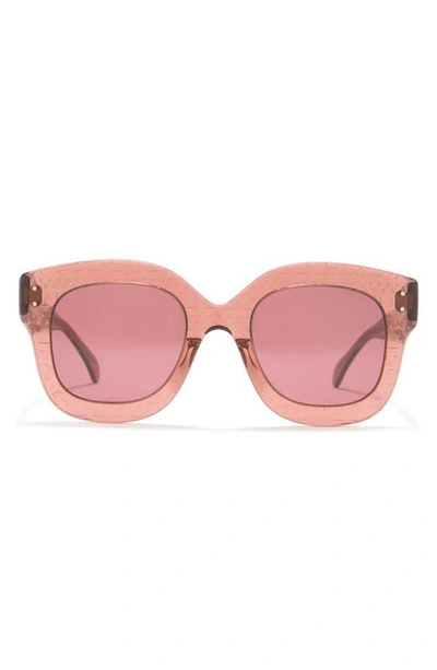 Shop Alaïa 50mm Oversized Sunglasses In Nude Red