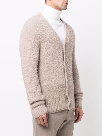 Ami Alexandre Mattiussi V-neck Brushed-knit Cardigan In Neutrals