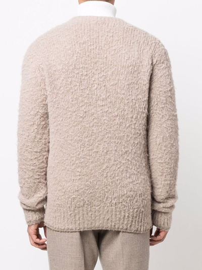 Shop Ami Alexandre Mattiussi V-neck Brushed-knit Cardigan In Neutrals
