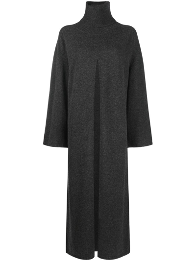 Shop Joseph Viviane Rollneck Merino Wool Dress In 0210 Dark Grey