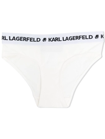 Shop Karl Lagerfeld Logo Waistband Briefs Set Of 2 In White