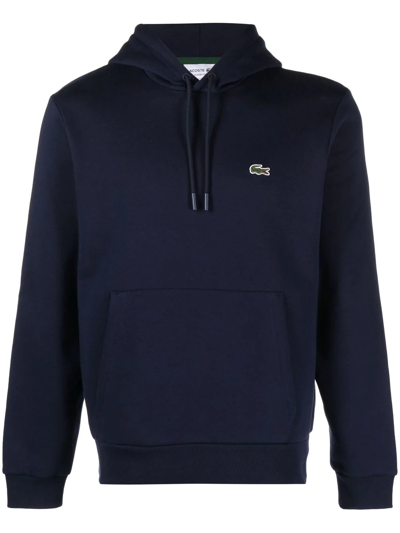 Lacoste Hoodie With Logo Patch In Blue